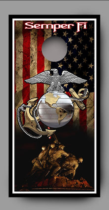 US Marines Cornhole Skin Semper Fi Cornhole Board Decals single
