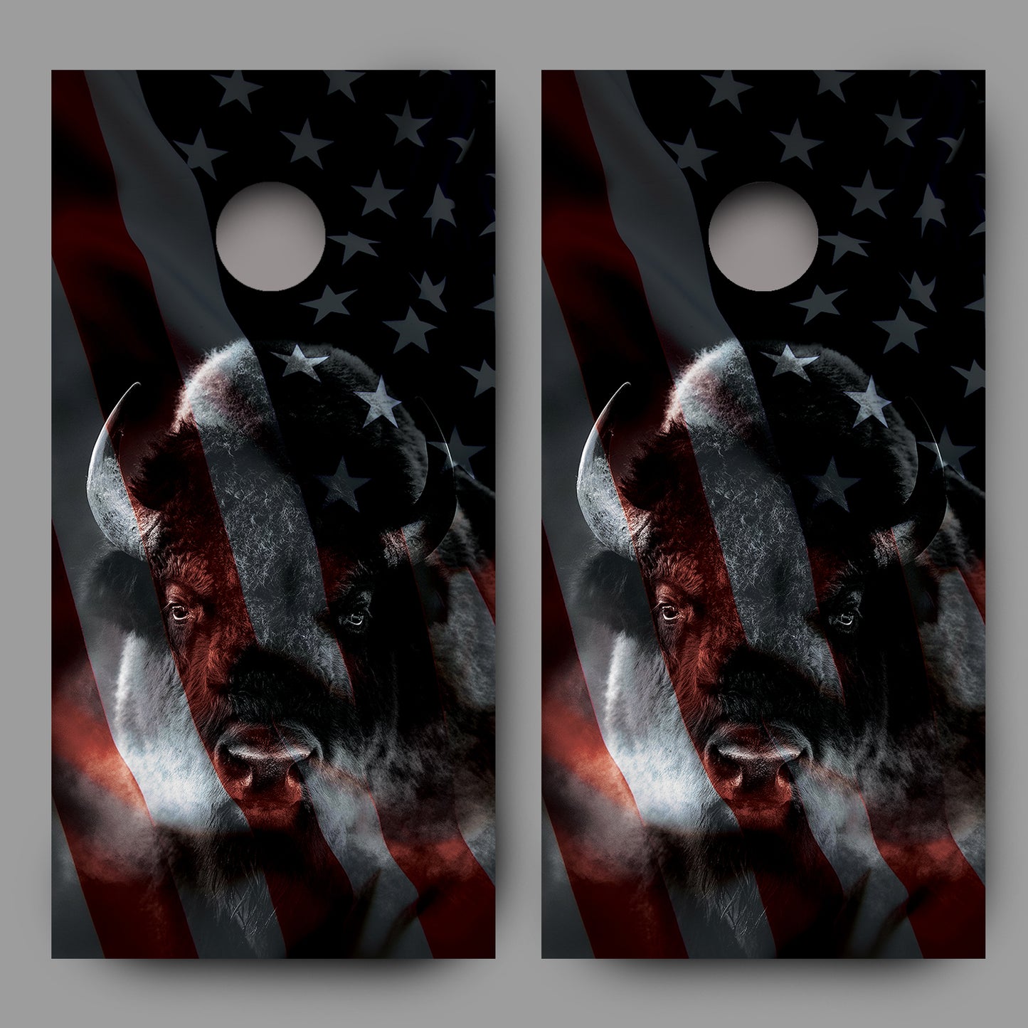Buffalo with American Flag Cornhole Wrap
