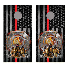 Firefighter Maltese Cross Red Line American Flag Cornhole Decal Wrap