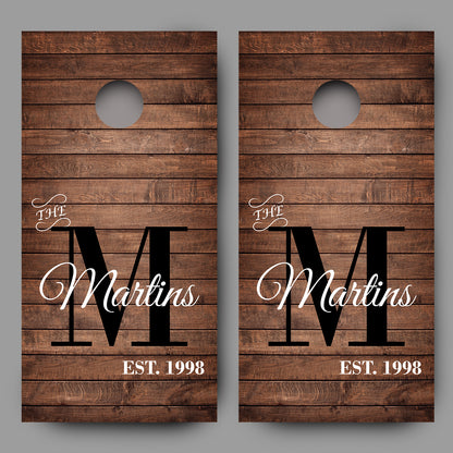 Custom Cornhole Skins Name and Date Wood Board Decal Wraps set