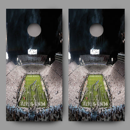 Beaver Football Stadium Whiteout Night Cornhole Board Decal Wrap