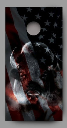 Buffalo with American Flag Cornhole Wrap