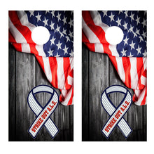 Vintage Flag Strike Out ALS Cornhole Decal Wraps