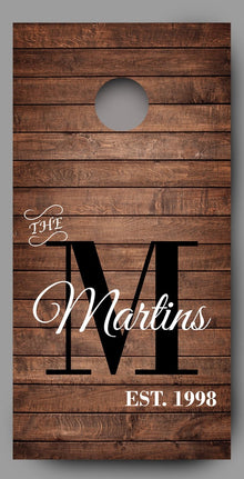 Custom Cornhole Skins Name and Date Wood Board Decal Wraps single