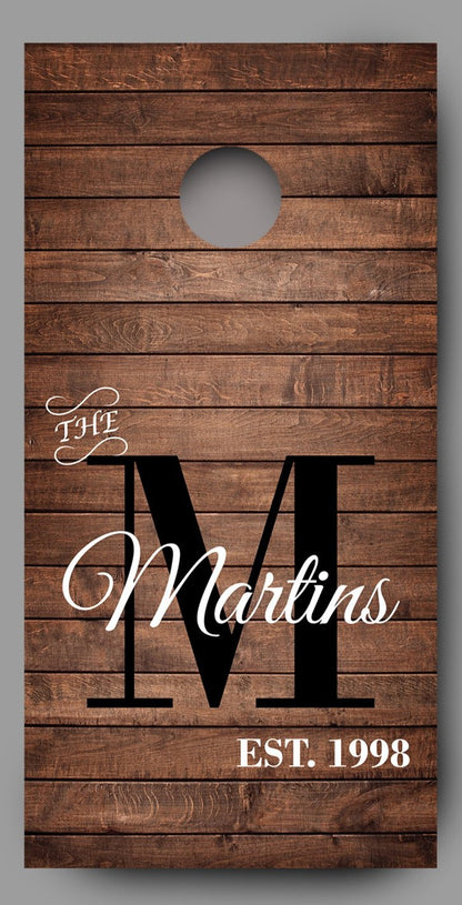 Custom Cornhole Skins Name and Date Wood Board Decal Wraps single