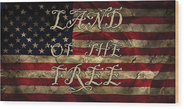 Aged Flag Free - Wood Print
