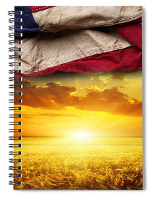 American Flag Harvest Sunset - Spiral Notebook