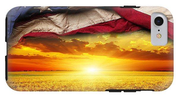 American Flag Harvest Sunset - Phone Case