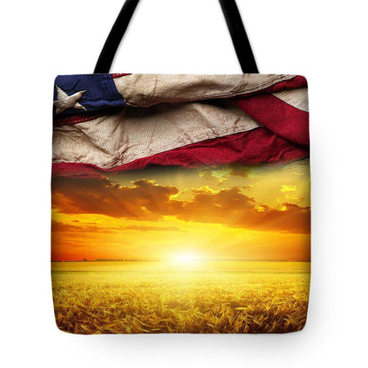 American Flag Harvest Sunset - Tote Bag