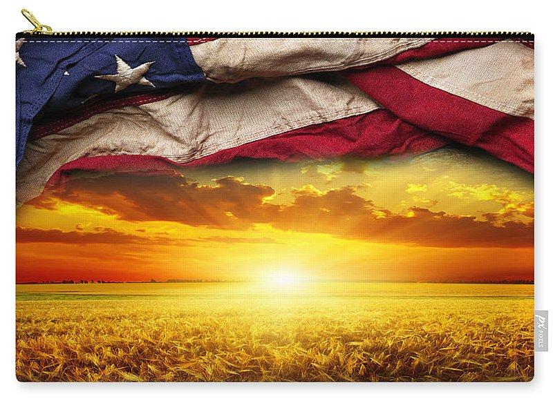 American Flag Harvest Sunset - Carry-All Pouch