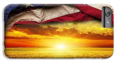 American Flag Harvest Sunset - Phone Case