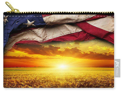 American Flag Harvest Sunset - Carry-All Pouch