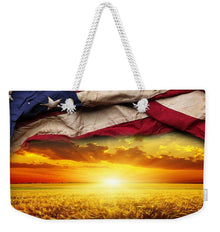American Flag Harvest Sunset - Weekender Tote Bag