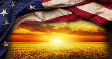 American Flag Harvest Sunset - Art Print