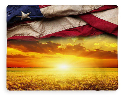 American Flag Harvest Sunset - Blanket