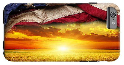 American Flag Harvest Sunset - Phone Case
