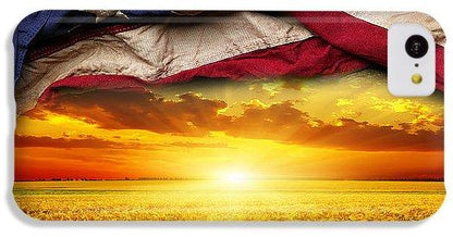 American Flag Harvest Sunset - Phone Case
