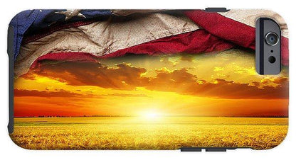 American Flag Harvest Sunset - Phone Case