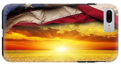 American Flag Harvest Sunset - Phone Case