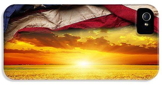 American Flag Harvest Sunset - Phone Case