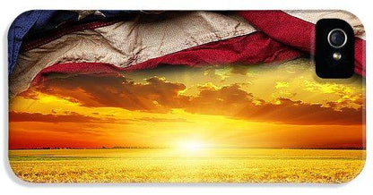 American Flag Harvest Sunset - Phone Case
