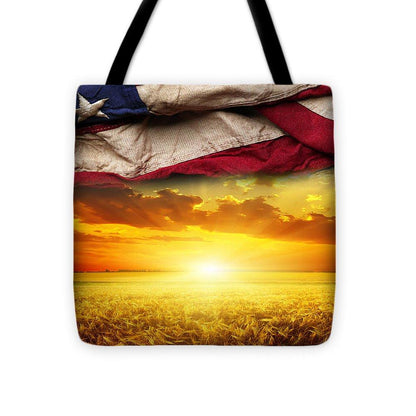 American Flag Harvest Sunset - Tote Bag