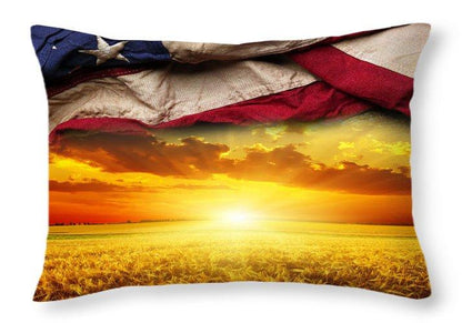 American Flag Harvest Sunset - Throw Pillow