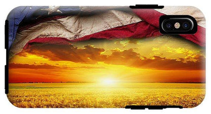 American Flag Harvest Sunset - Phone Case