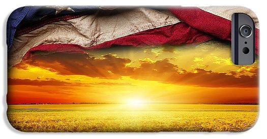 American Flag Harvest Sunset - Phone Case