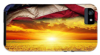 American Flag Harvest Sunset - Phone Case