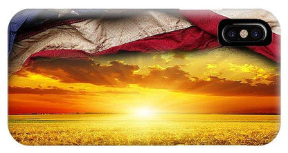American Flag Harvest Sunset - Phone Case