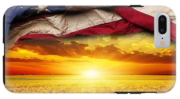 American Flag Harvest Sunset - Phone Case