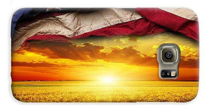 American Flag Harvest Sunset - Phone Case