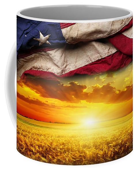American Flag Harvest Sunset - Coffee Mug