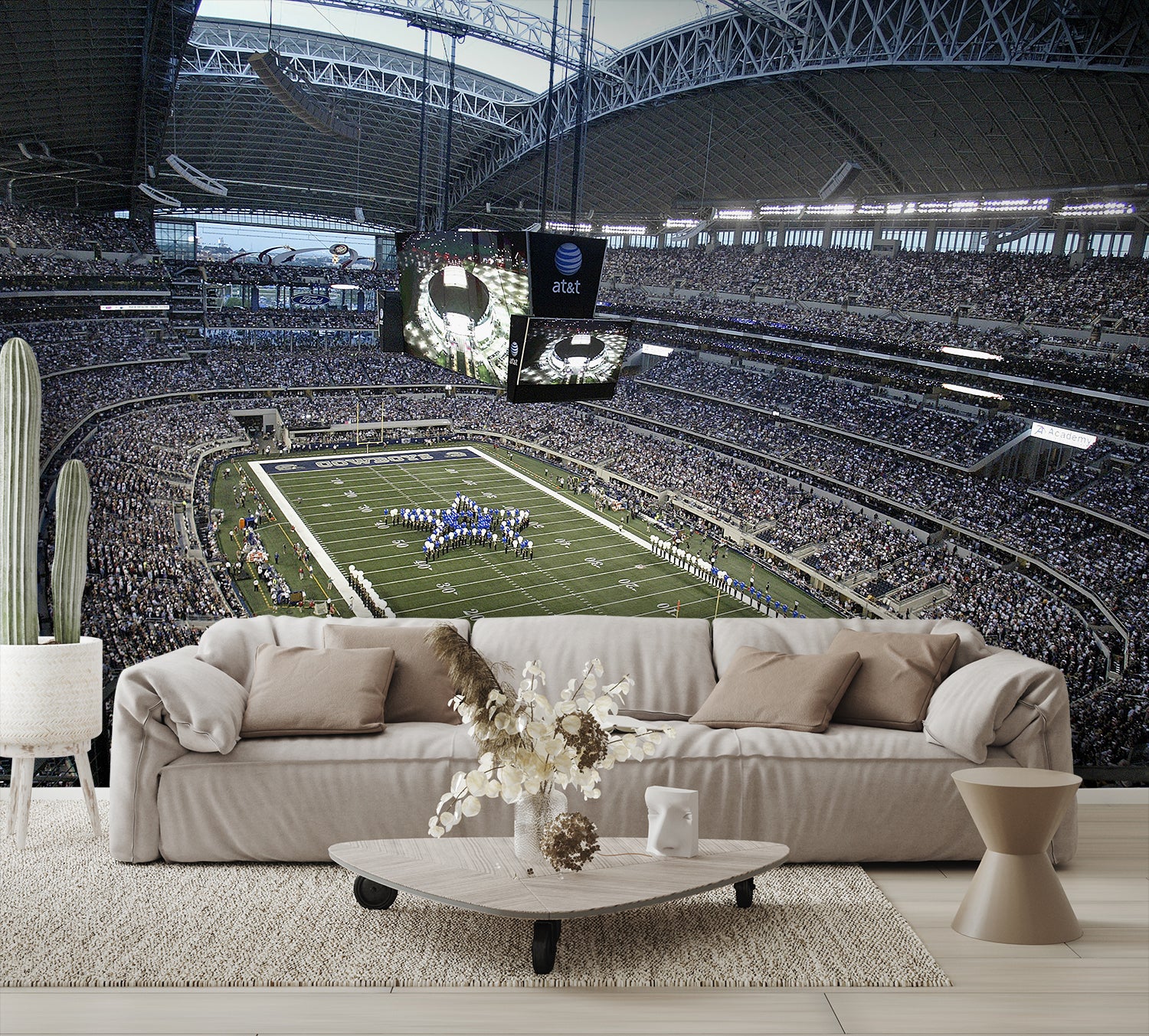 At&t Football Stadium Cowboys Wallpaper Wall Mural living room couch