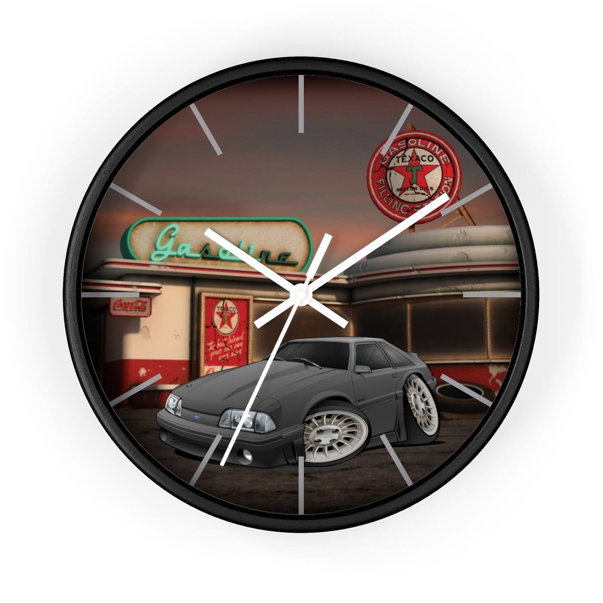 Fox Body Mustang Gas Station Wall clock