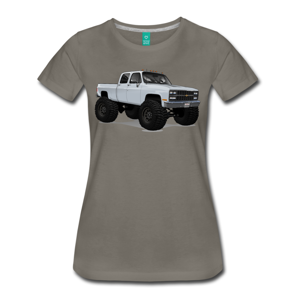 White Chevrolet 4x4 Crew Cab Pickup Truck Women’s Premium T-Shirt - asphalt gray