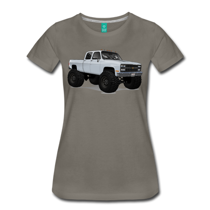 White Chevrolet 4x4 Crew Cab Pickup Truck Women’s Premium T-Shirt - asphalt gray