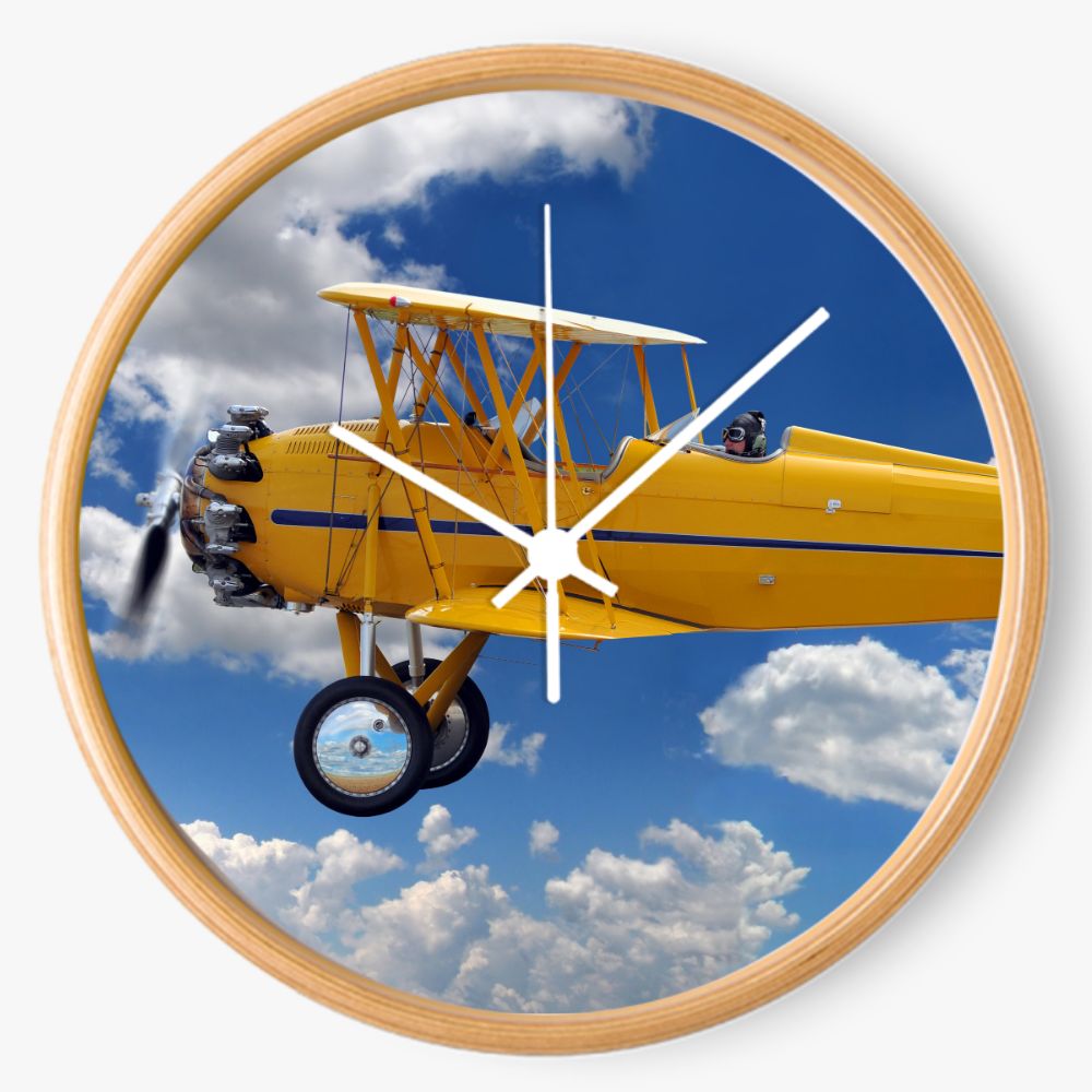 Stearman Biplane 10 inch wall clock
