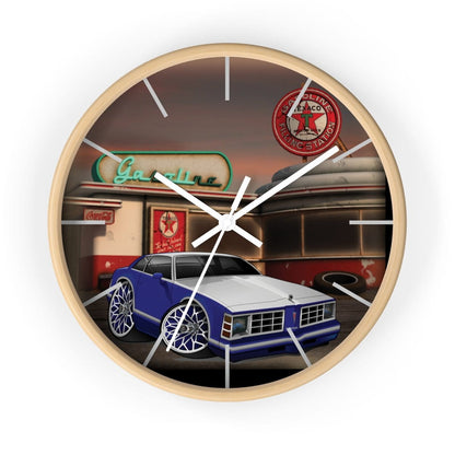 Pontiac Lemans gas station car art Wall clock
