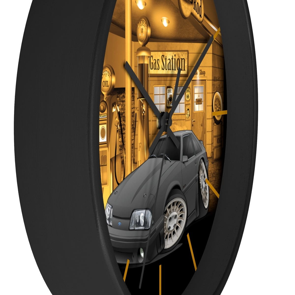 Fox Body Mustang Gas Station 3 Wall clock