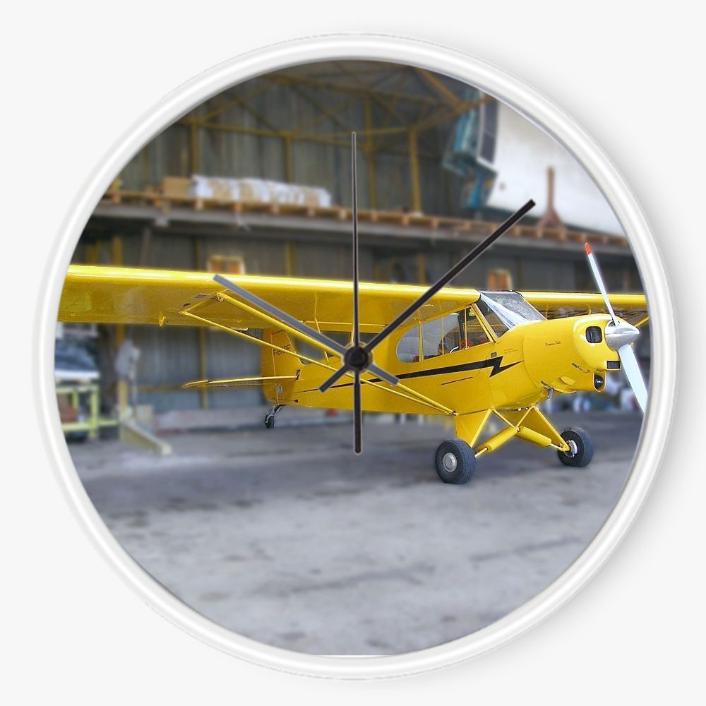Yellow Piper Cub 10 inch wall clock