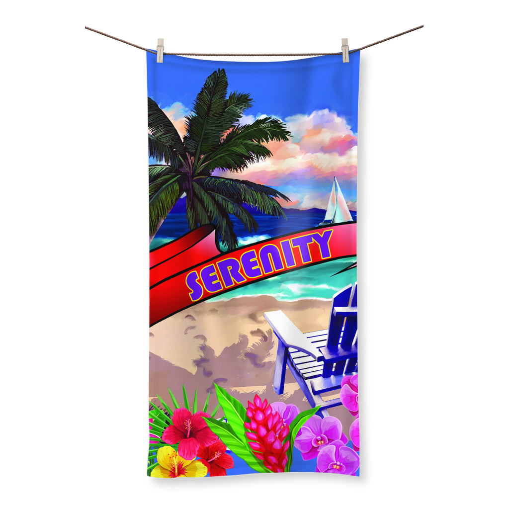 Serenity Beach Banner Design Sublimation All Over Towel