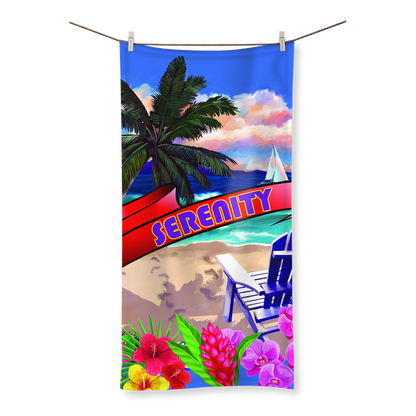 Serenity Beach Banner Design Sublimation All Over Towel