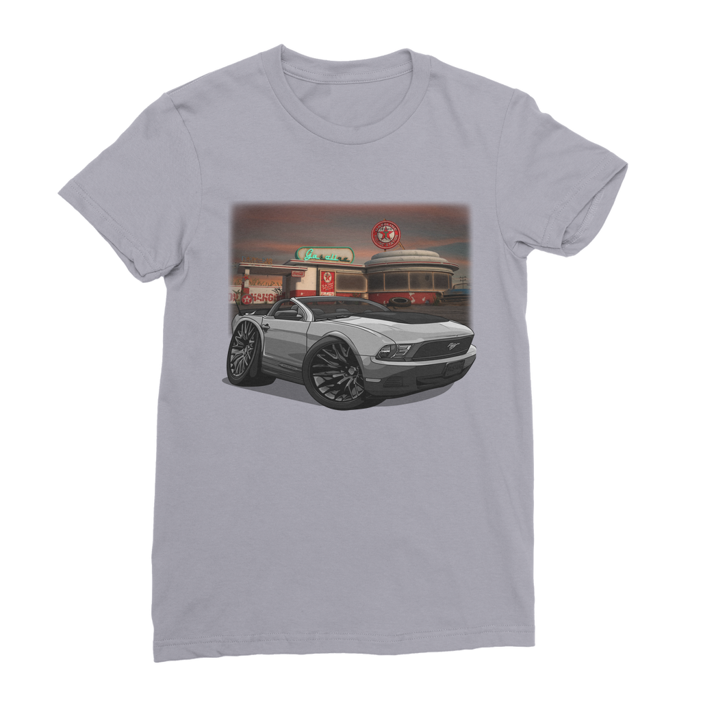 Convertible Mustang Gas Station 2 Premium Jersey Women's T-Shirt