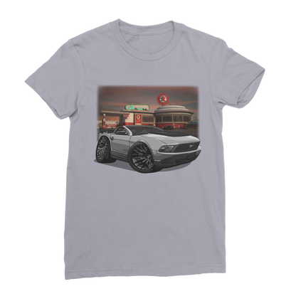 Convertible Mustang Gas Station 2 Premium Jersey Women's T-Shirt