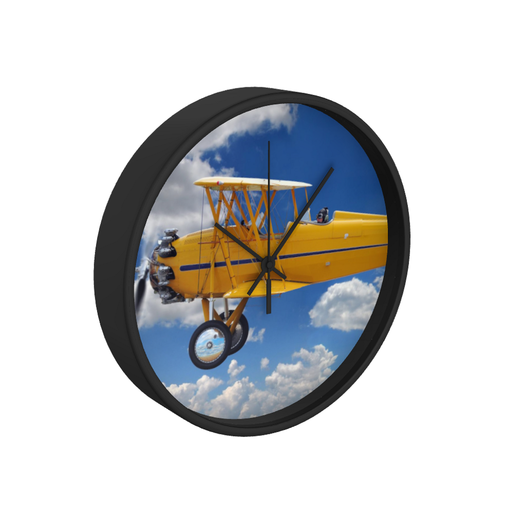 Stearman Biplane 10 inch wall clock