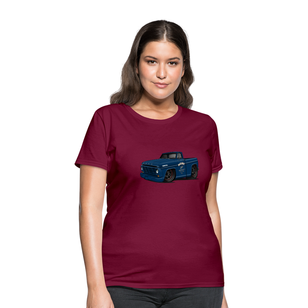 1967 Blue Ford F-100 Women's T-Shirt - burgundy