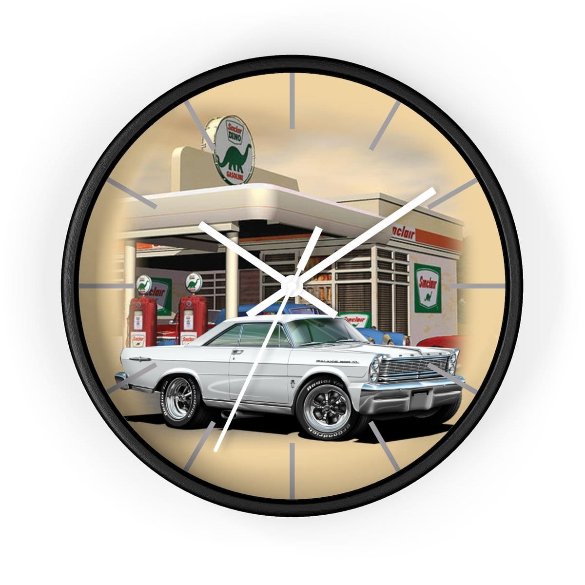 1965 Galaxie Gas Station muscle car art Wall clock