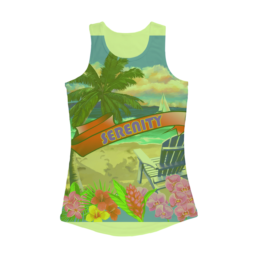 Serenity Beach Banner Design Women Performance Tank Top
